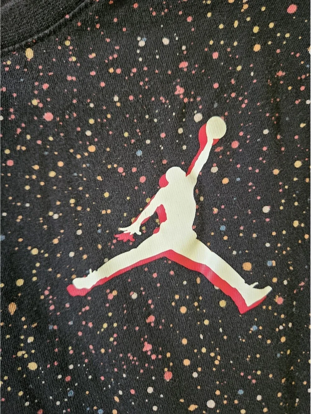 Air Jordan Girls L (12-13) Jumpman Color Mix All Over Speckle Black T-Shirt Crew